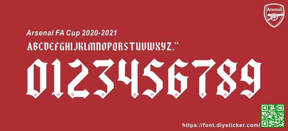 Adidas Arsenal FA Cup 2020-2021 Kit Font