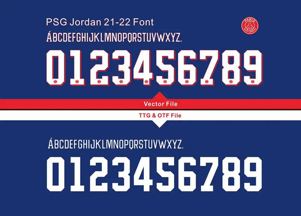 PSG Jordan UCL UEFA 21-22 Kit Font
