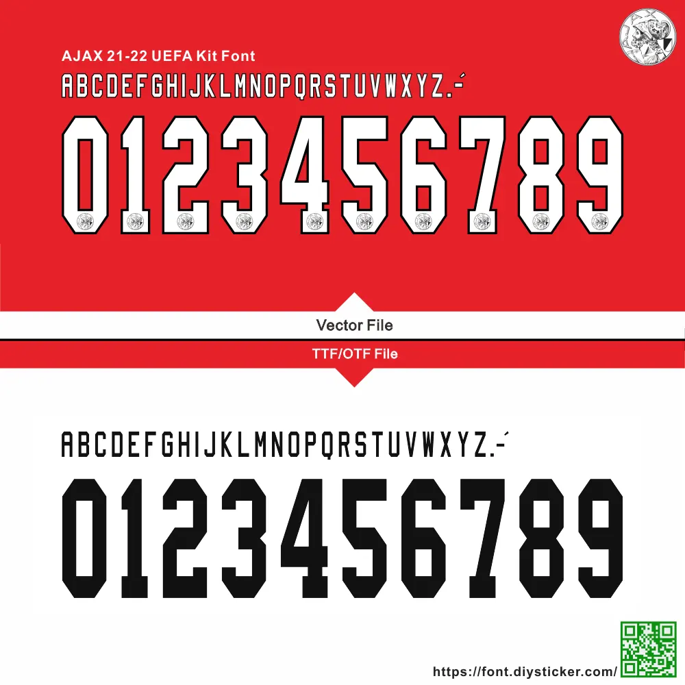 Ajax 2021-22 UCL Kit Font & Vector