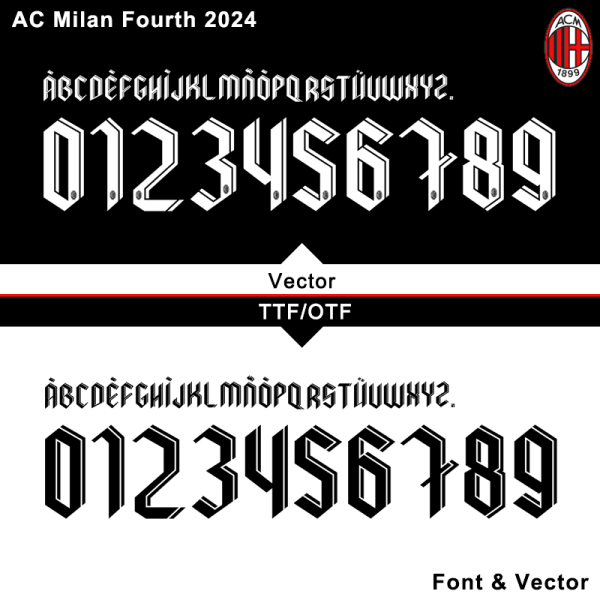 AC Milan 2024 Fourth Font Download