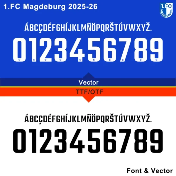 1.FC Magdeburg 2024/2025 font vector files in TTF, OTF, AI, CDR, PDF formats for download