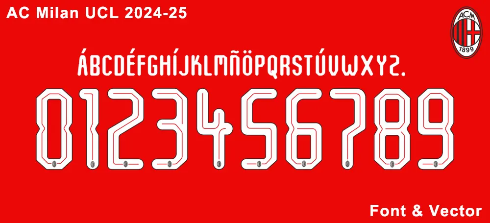 AC Milan Font 2024-25 UCL Download