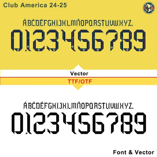 Club America 24-25 Font Vector