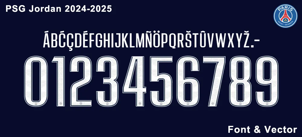 PSG Jordan 2024-25 kit font numbers preview