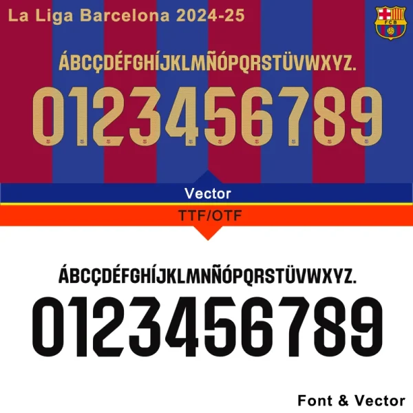 FC Barcelona 2024-2025 Font Download - La Liga Kit Typography