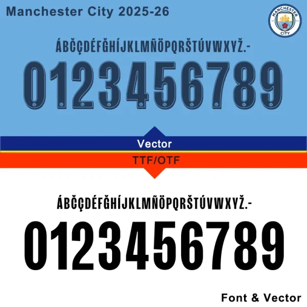 Manchester City 2025-26 Font - TTF, OTF, CDR, PDF Files