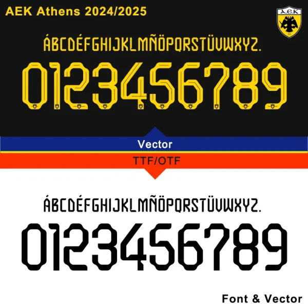 AEK Athens FC 2024/2025 font and vector files (TTF, OTF, AI, CDR, PDF)