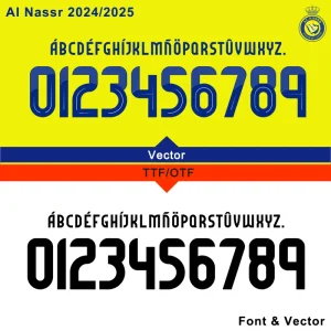 Al Nassr 2024/2025 font and vector files (TTF, OTF, AI, CDR, PDF)