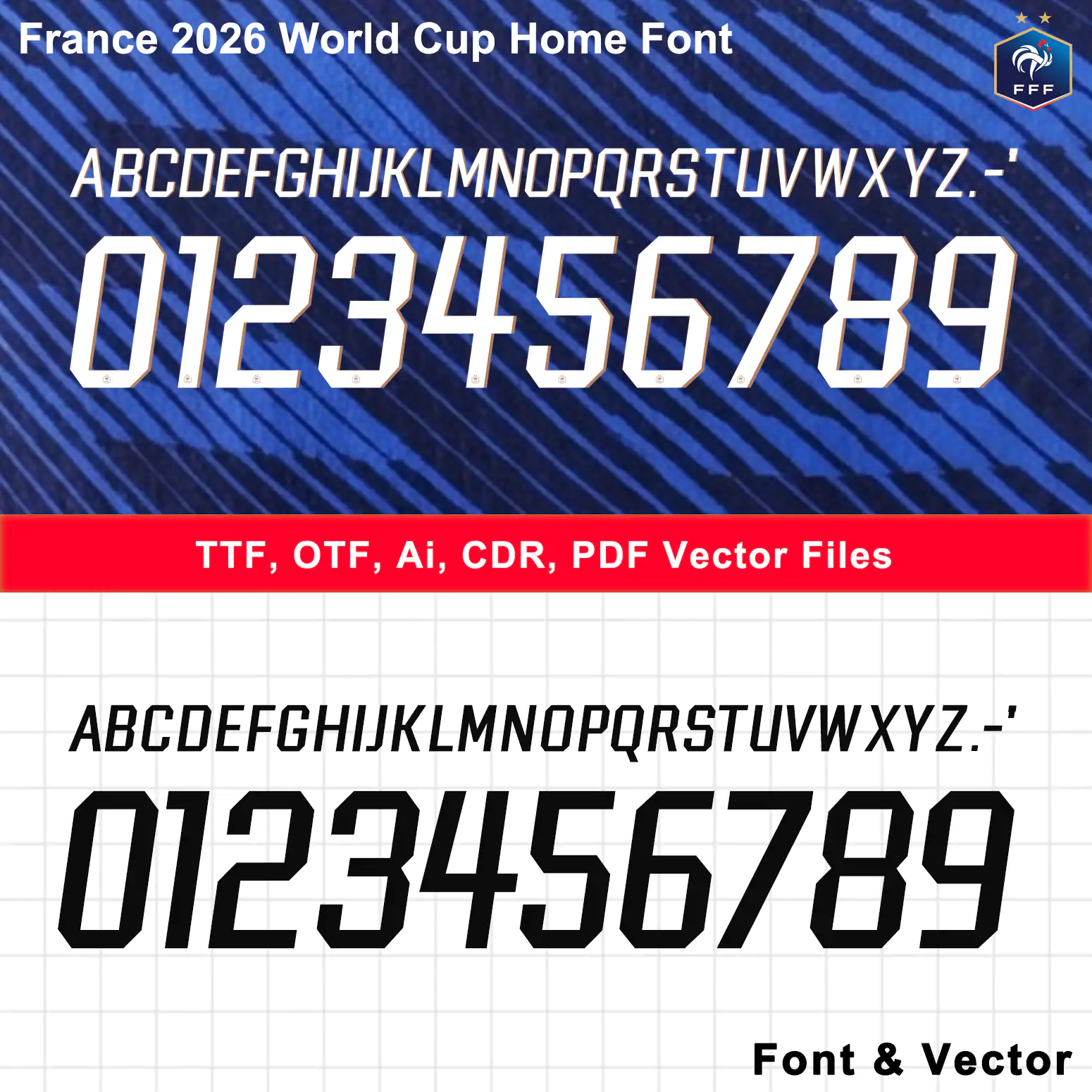 France 2026 World Cup Home Font Vector