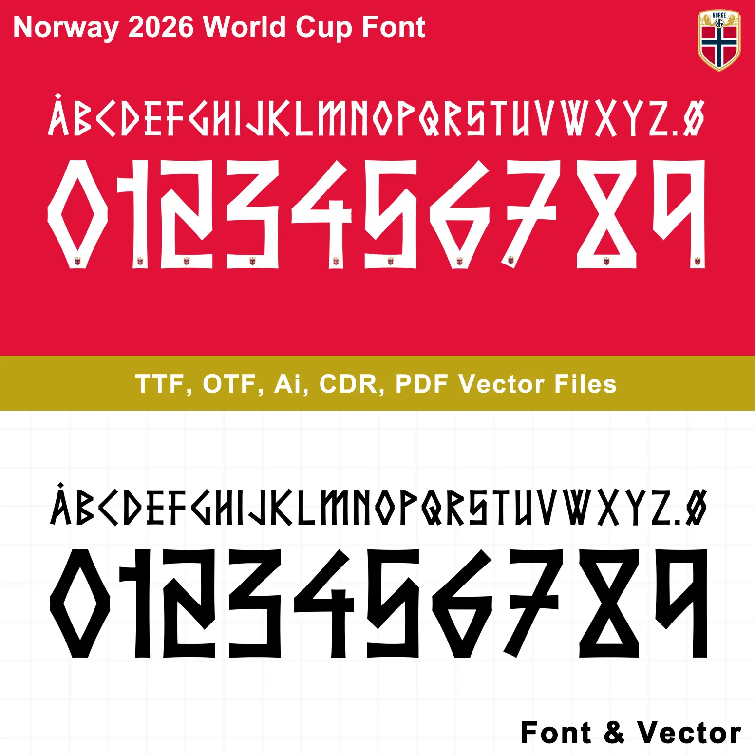 Norway 2026 World Cup Font Vector