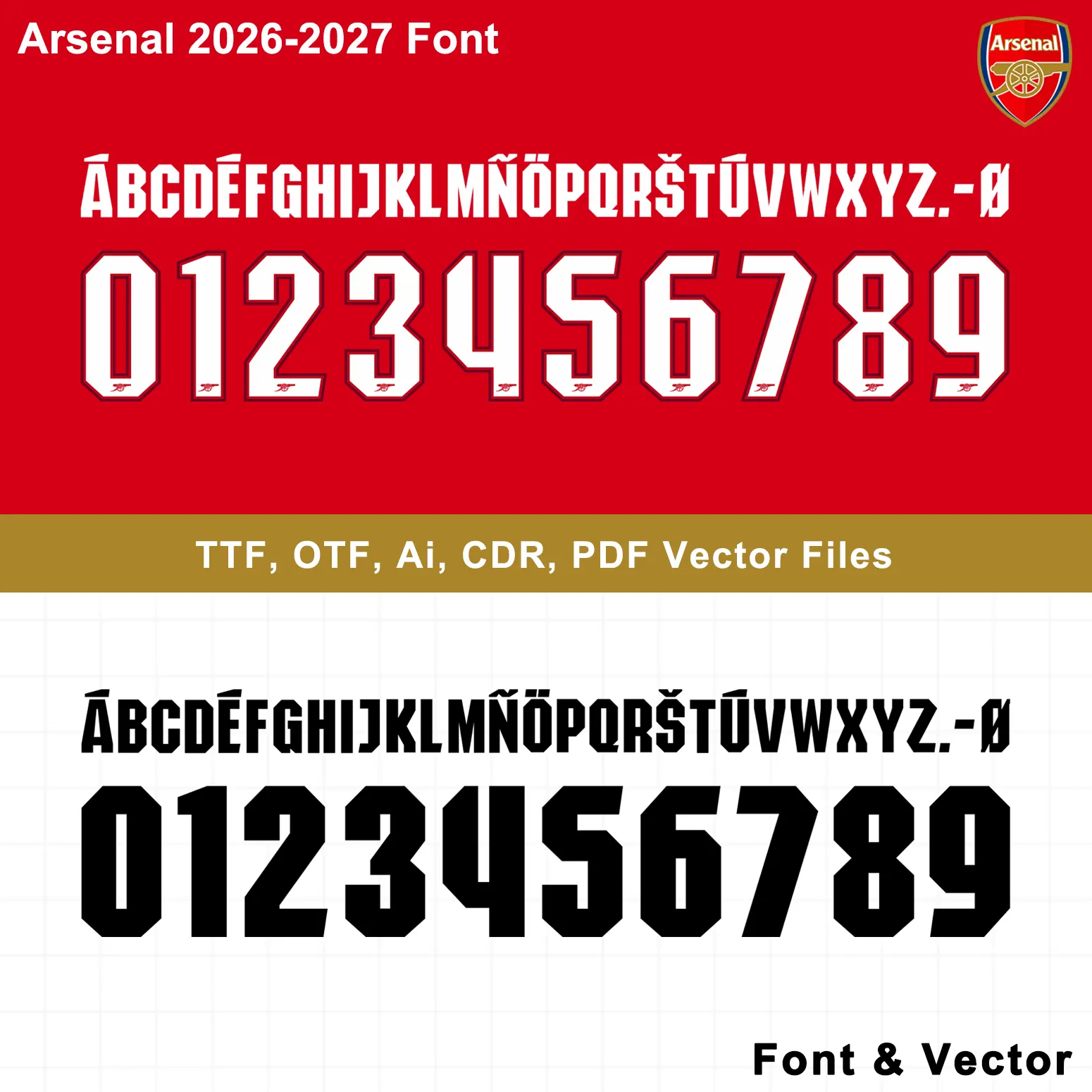Arsenal 2026-2027 Font Kit – Complete Digital Download (TTF, OTF, Vector)