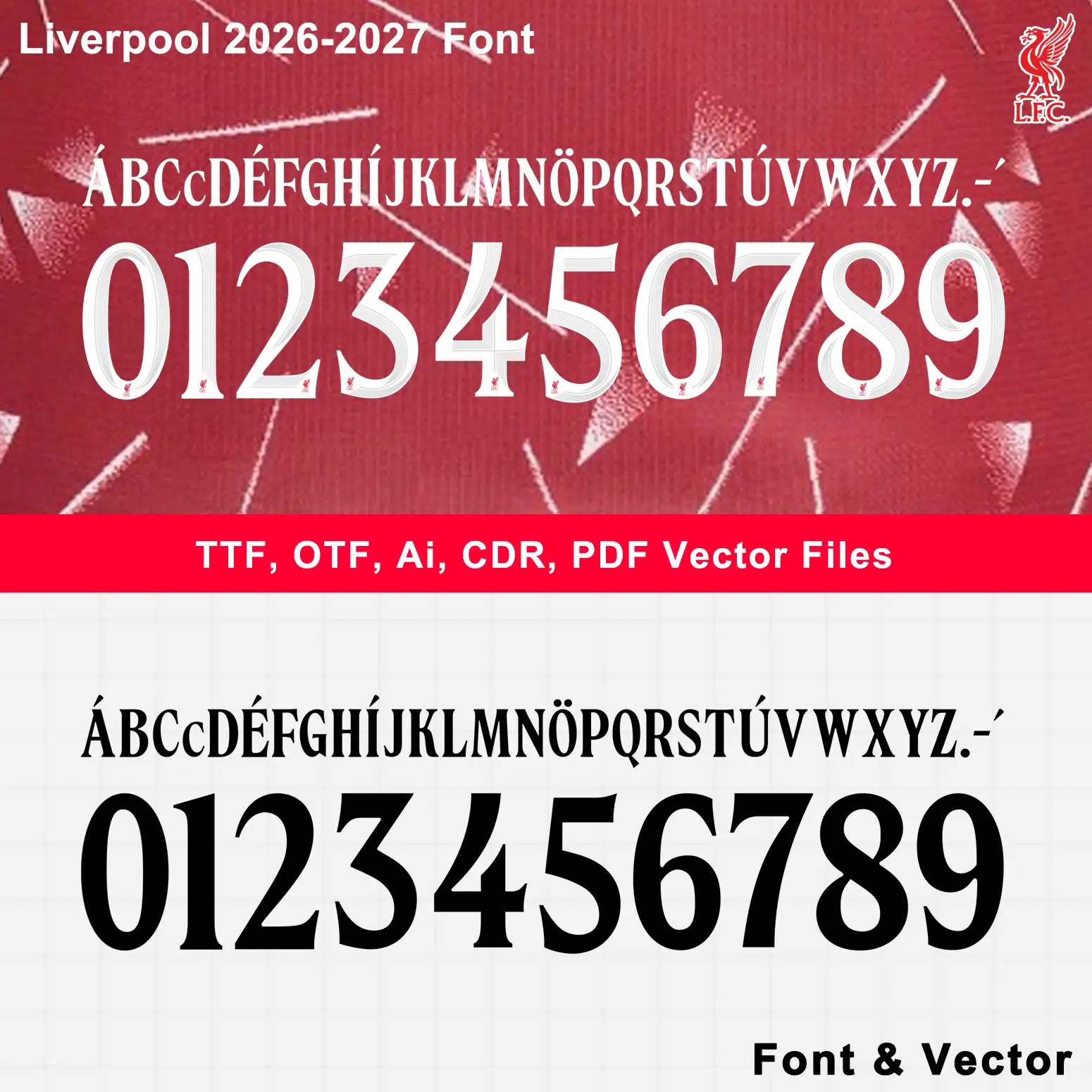 Liverpool Font Kit 2026/2027 | New Season LFC Jersey Font TTF Vector